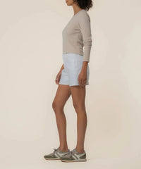 Kut Jane High Rise Shorts - Optic White-Hand In Pocket