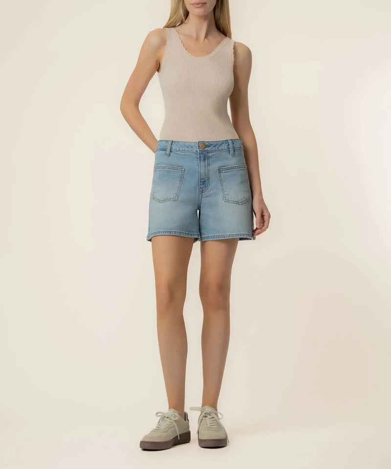 KUT Jane High Rise Long Short - Restore-Hand In Pocket