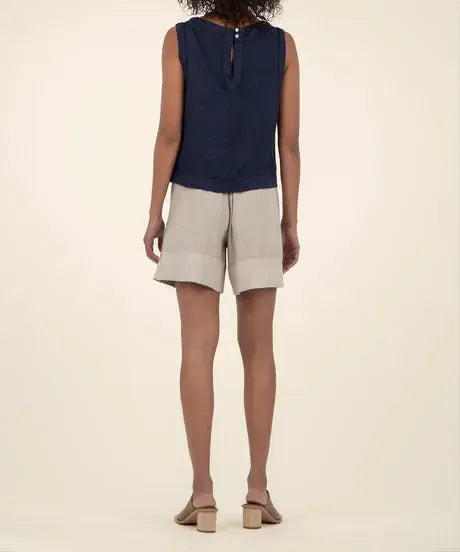KUT Joanne Sleeveless Crop Top- Ink Blue-Hand In Pocket