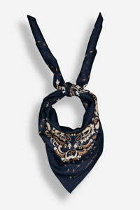 Delphine Flower Scarf Bandana - Navy-Hand In Pocket