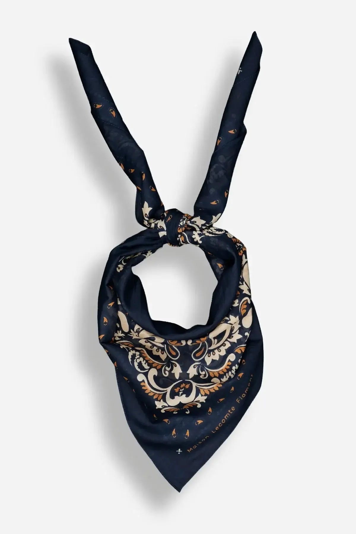Delphine Flower Scarf Bandana - Navy-Hand In Pocket