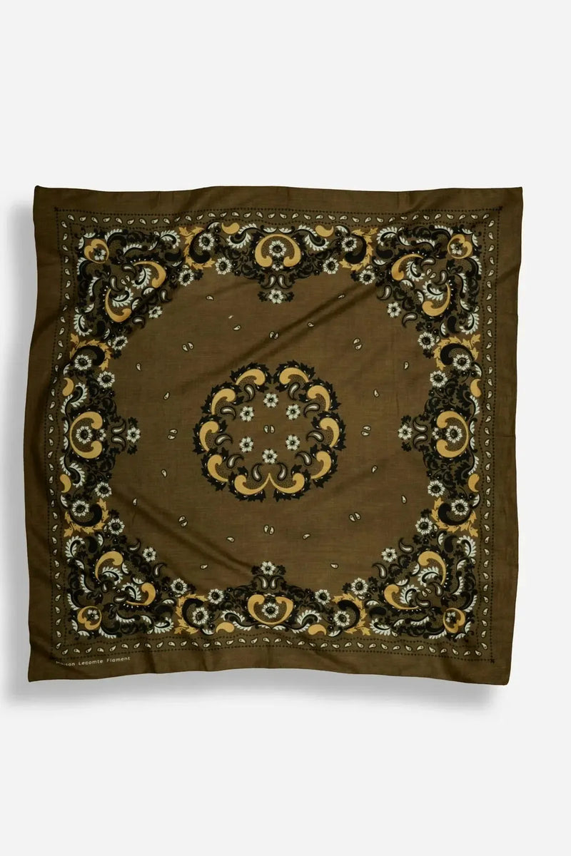 Delphine Flower Scarf Bandana - Army-Hand In Pocket