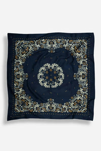Delphine Flower Scarf Bandana - Navy-Hand In Pocket