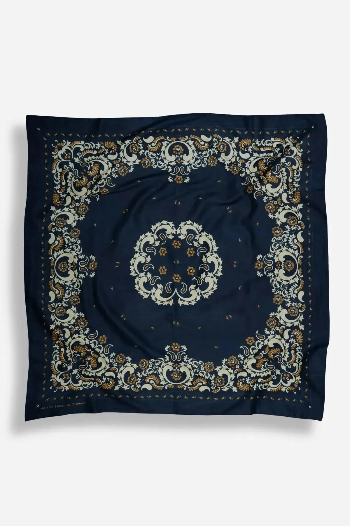 Delphine Flower Scarf Bandana - Navy-Hand In Pocket