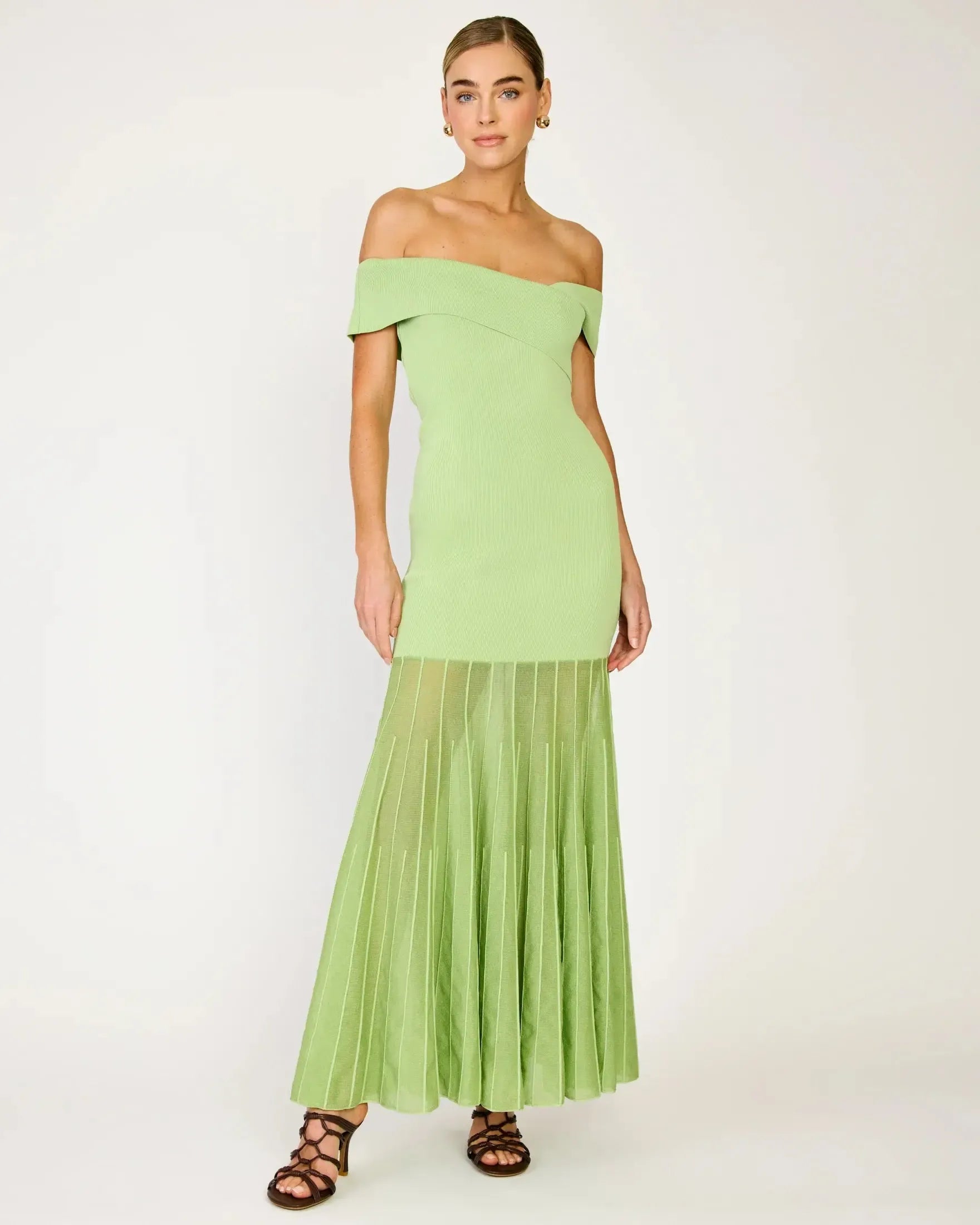 Line + Dot Rowan Sweater Dress- Green-Hand In Pocket