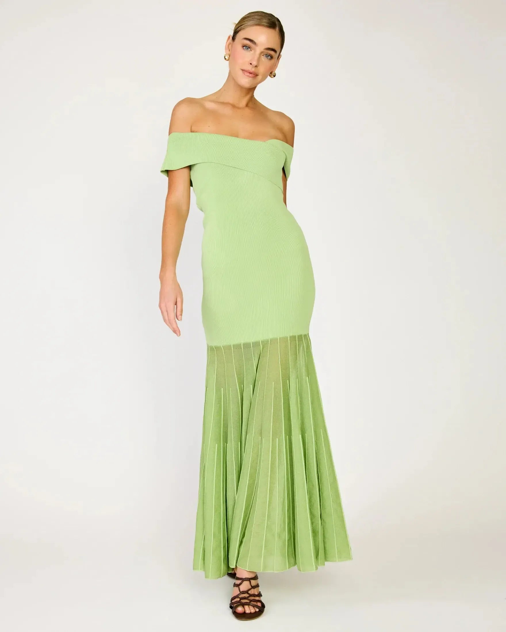 Line + Dot Rowan Sweater Dress- Green-Hand In Pocket