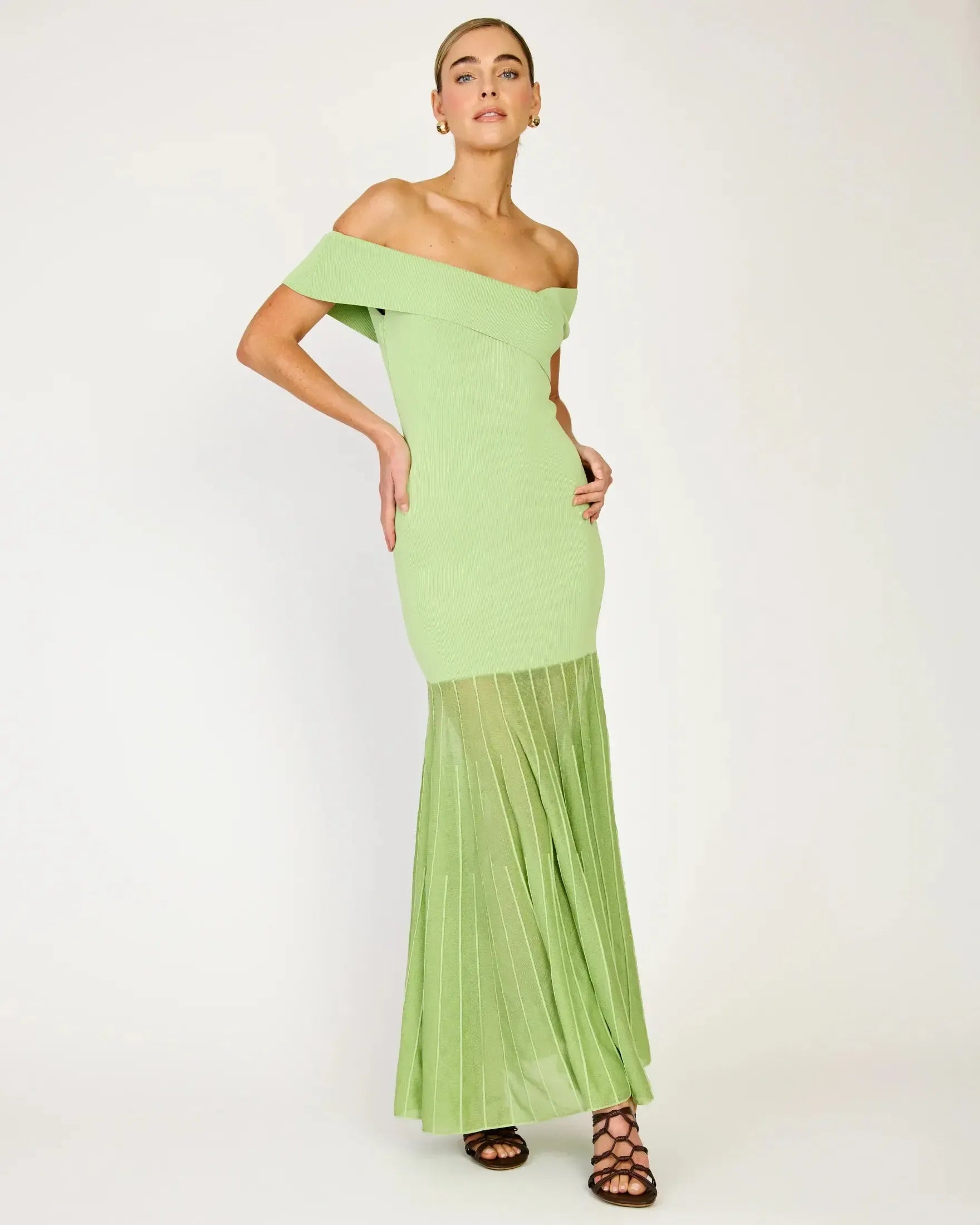 Line + Dot Rowan Sweater Dress- Green-Hand In Pocket