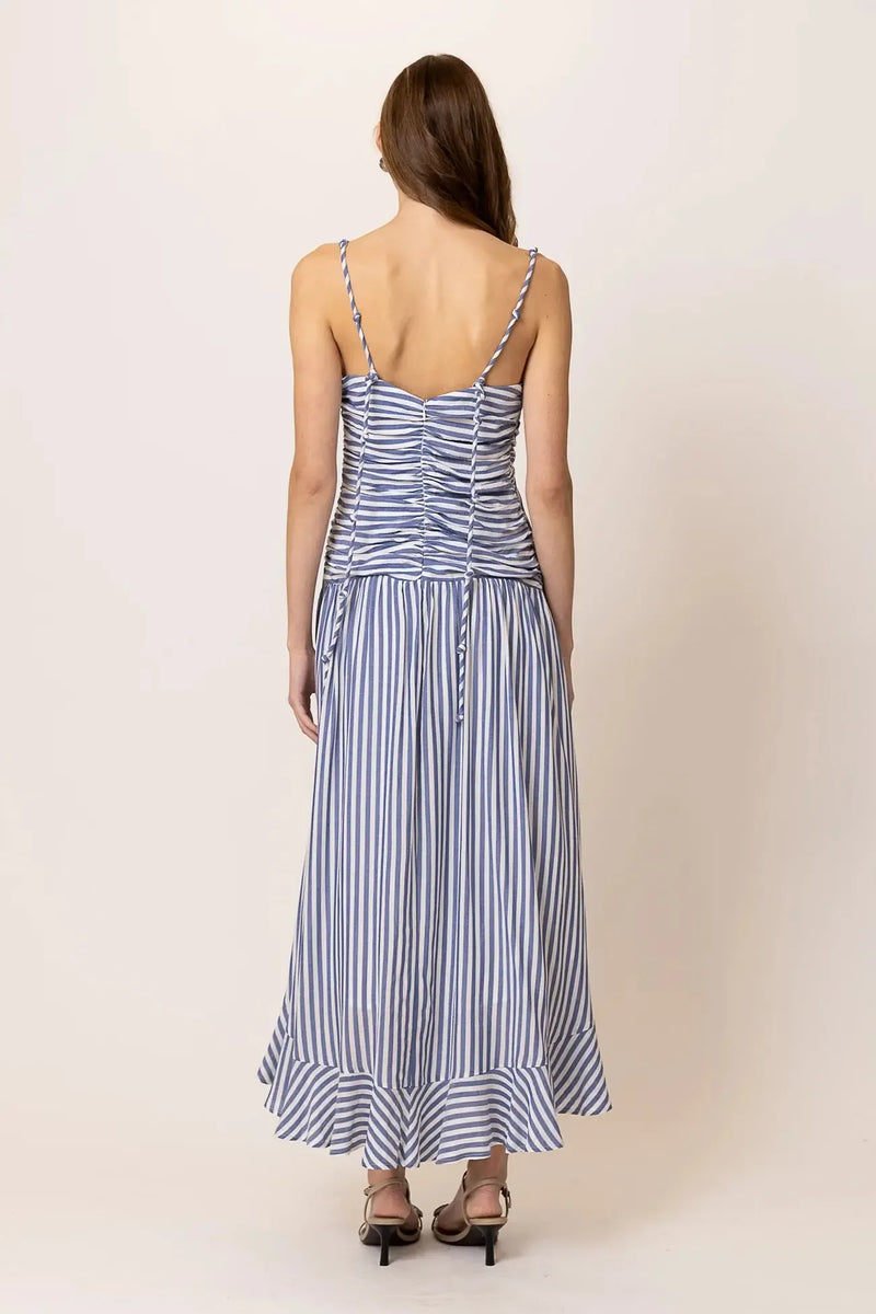 Line + Dot Noah Maxi Dress - Blue/White-Hand In Pocket