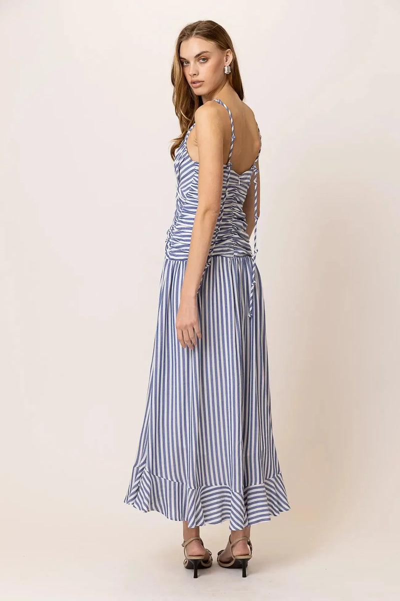 Line + Dot Noah Maxi Dress - Blue/White-Hand In Pocket