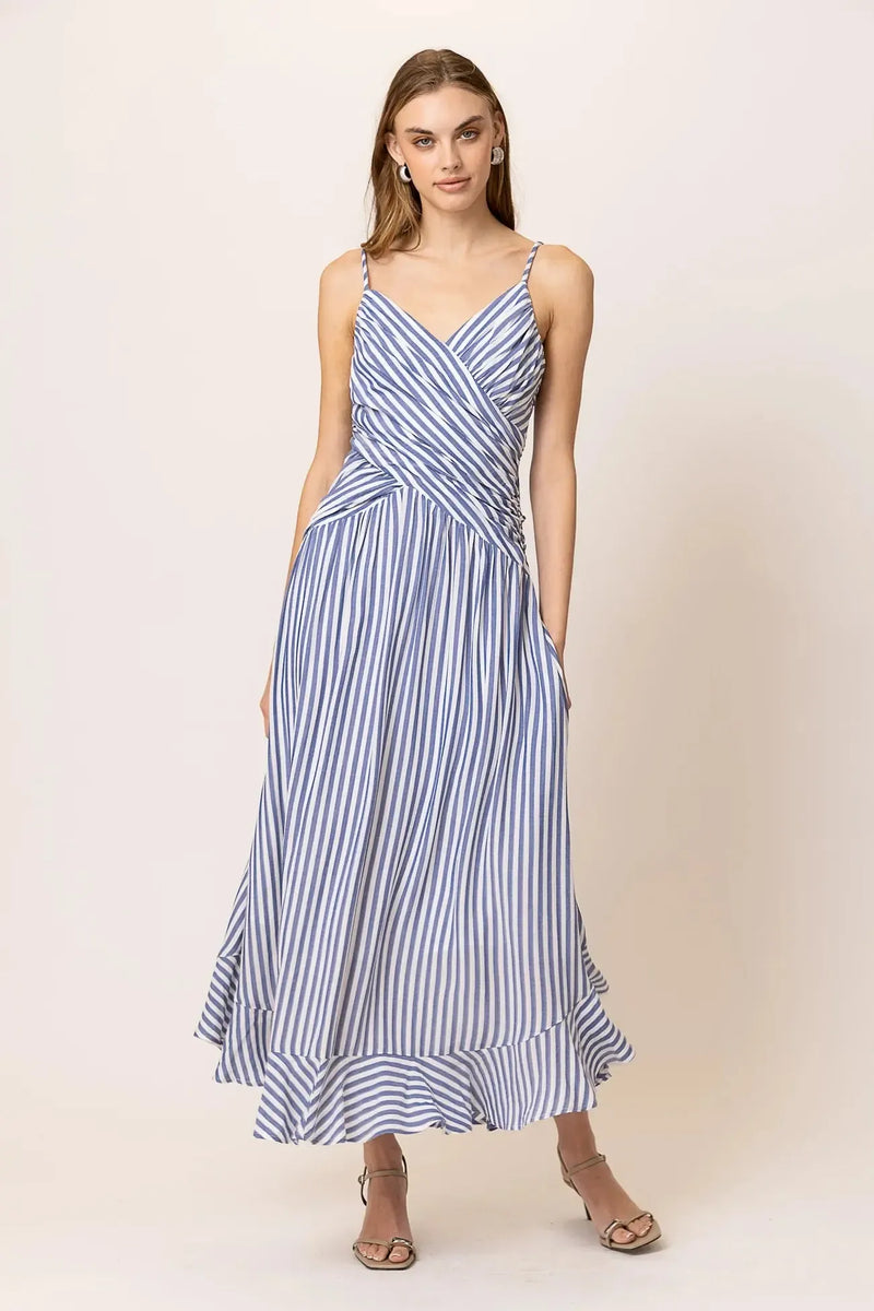 Line + Dot Noah Maxi Dress - Blue/White-Hand In Pocket