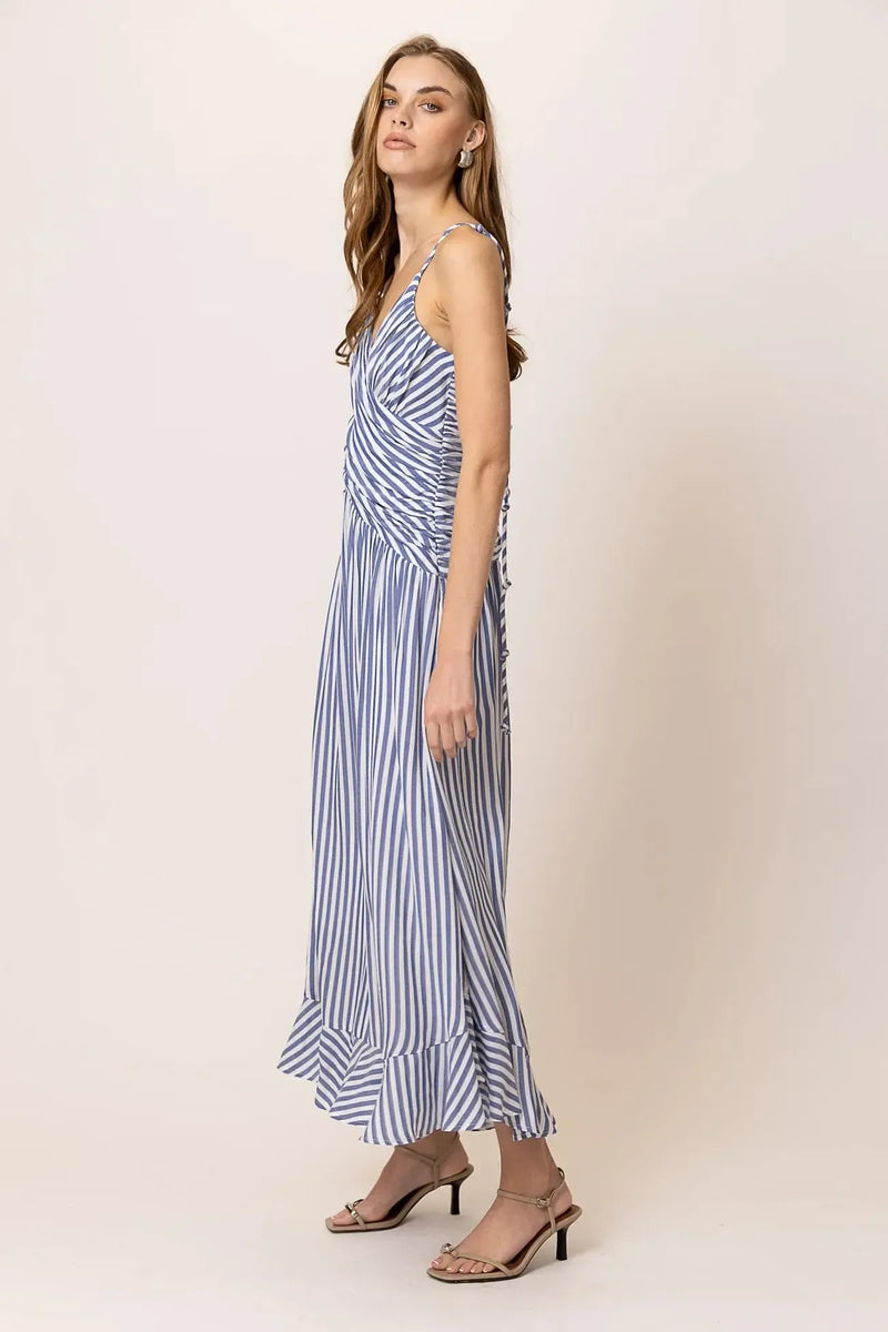 Line + Dot Noah Maxi Dress - Blue/White-Hand In Pocket