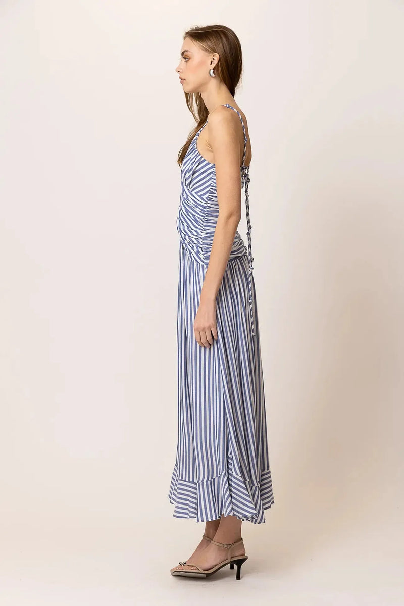 Line + Dot Noah Maxi Dress - Blue/White-Hand In Pocket