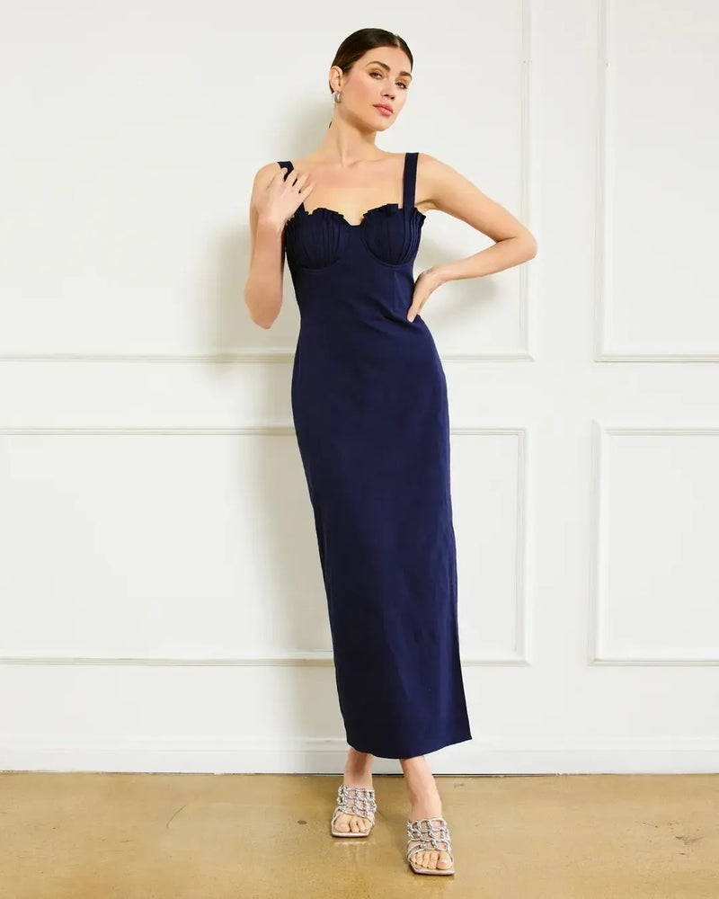 Line + Dot Perla Maxi Dress- Navy-Hand In Pocket