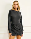 Line + Dot Walker Mini Dress- Charcoal