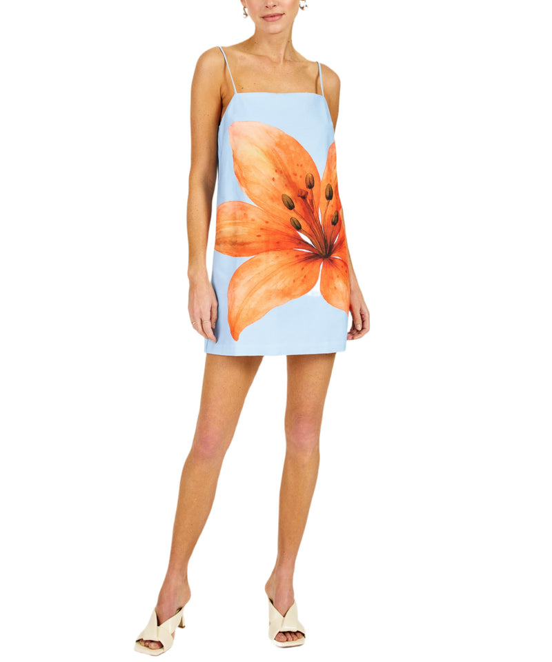 Line + Dot Avah Mini Dress - Blue/Orange-Hand In Pocket