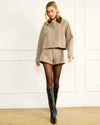 Line + Dot Ingrid Shorts- Brown-Hand In Pocket