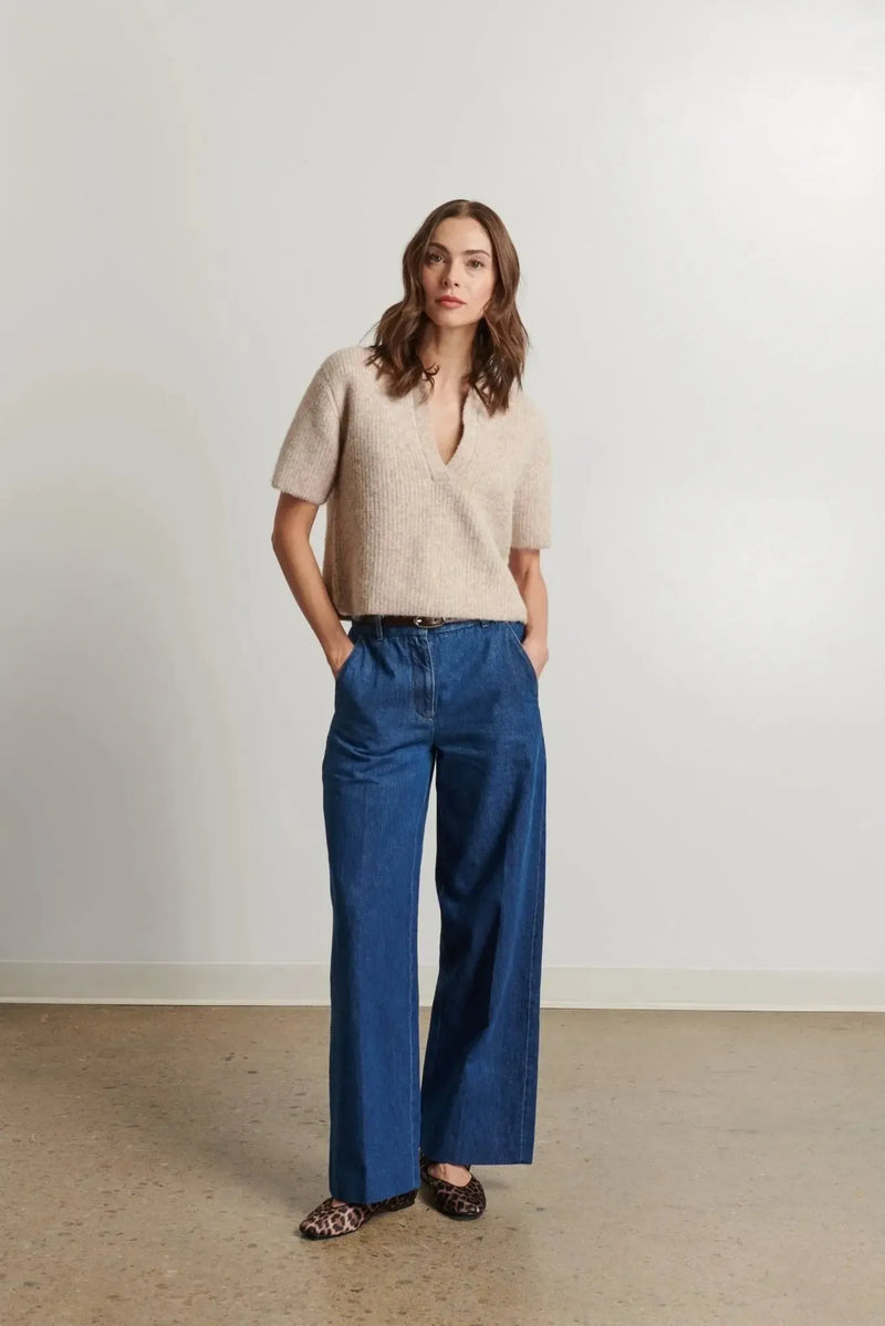 Line Joni Sweater - Almond-Hand In Pocket