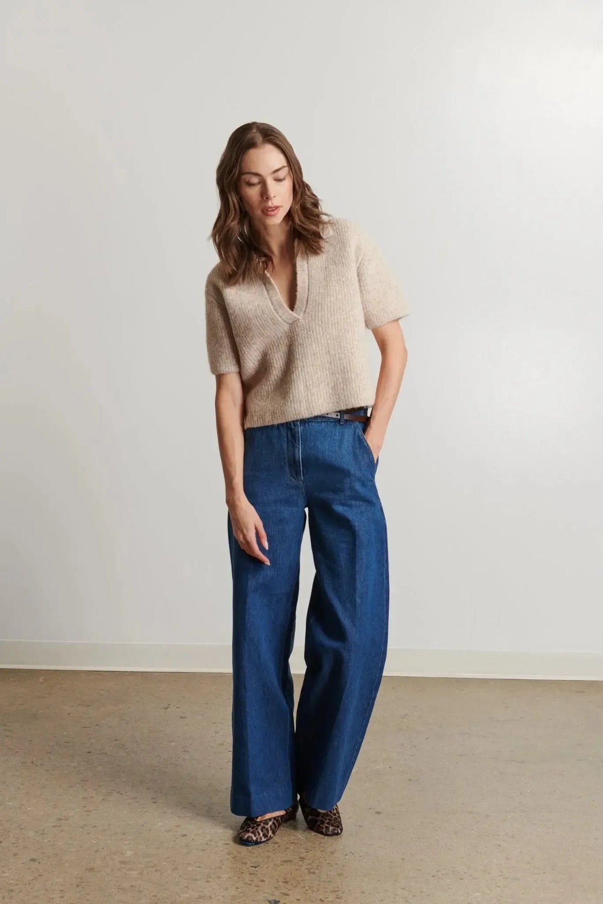 Line Joni Sweater - Almond-Hand In Pocket