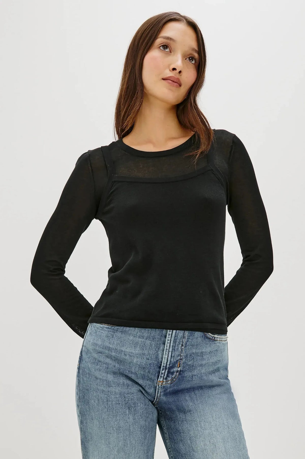 Rails Lovisa Long Sleeve Top-Black-Hand In Pocket