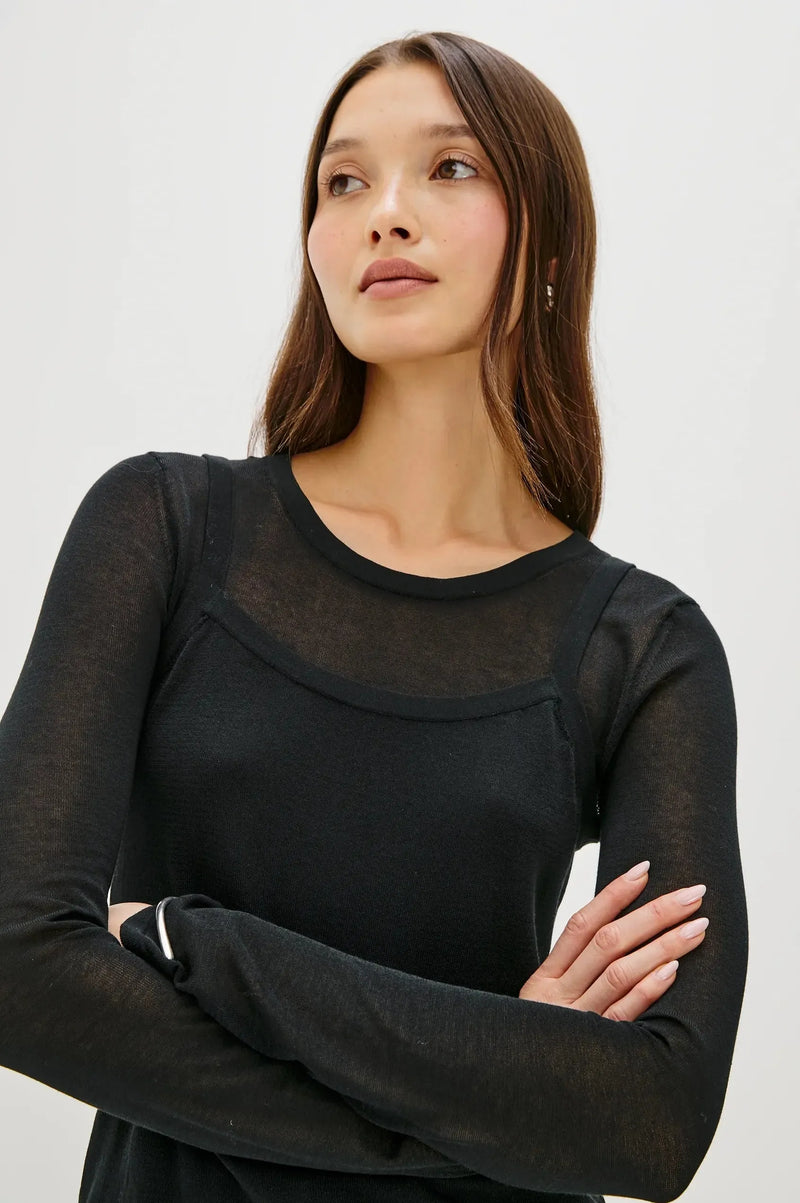 Rails Lovisa Long Sleeve Top-Black-Hand In Pocket