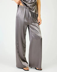 Line + Dot Anya Wide Leg Pants - Gunmetal-Hand In Pocket