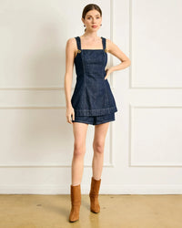 Line + Dot Caryl Romper- indigo-Hand In Pocket