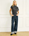 Line + Dot Walker Draped Top- Charcoal-Hand In Pocket