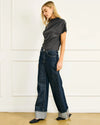 Line + Dot Walker Draped Top- Charcoal-Hand In Pocket