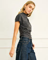 Line + Dot Walker Draped Top- Charcoal-Hand In Pocket