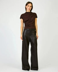 Line + Dot High Neck Lennon Top - Dark Brown-Hand In Pocket