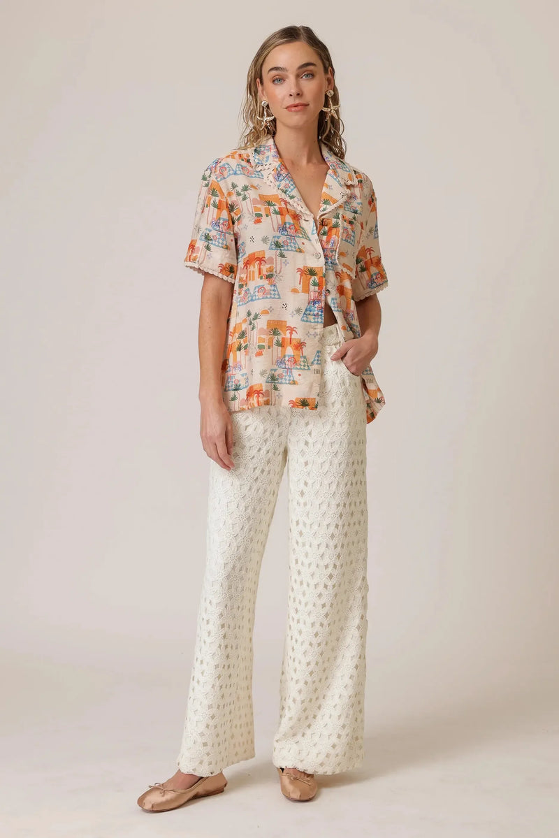 Line and Dot Payton Travel Print Shirt-Hand In Pocket