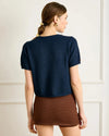Line + Dot Hessa SS Cardigan- Navy-Hand In Pocket