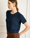 Line + Dot Hessa SS Cardigan- Navy-Hand In Pocket