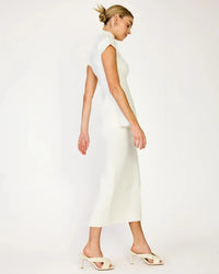 Line + Dot Druna Knit Peplum Top- Ivory-Hand In Pocket