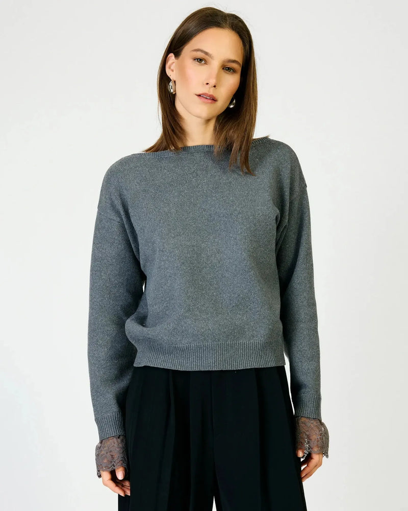 Line + Dot Adelina Sweater - Charcoal Grey-Hand In Pocket