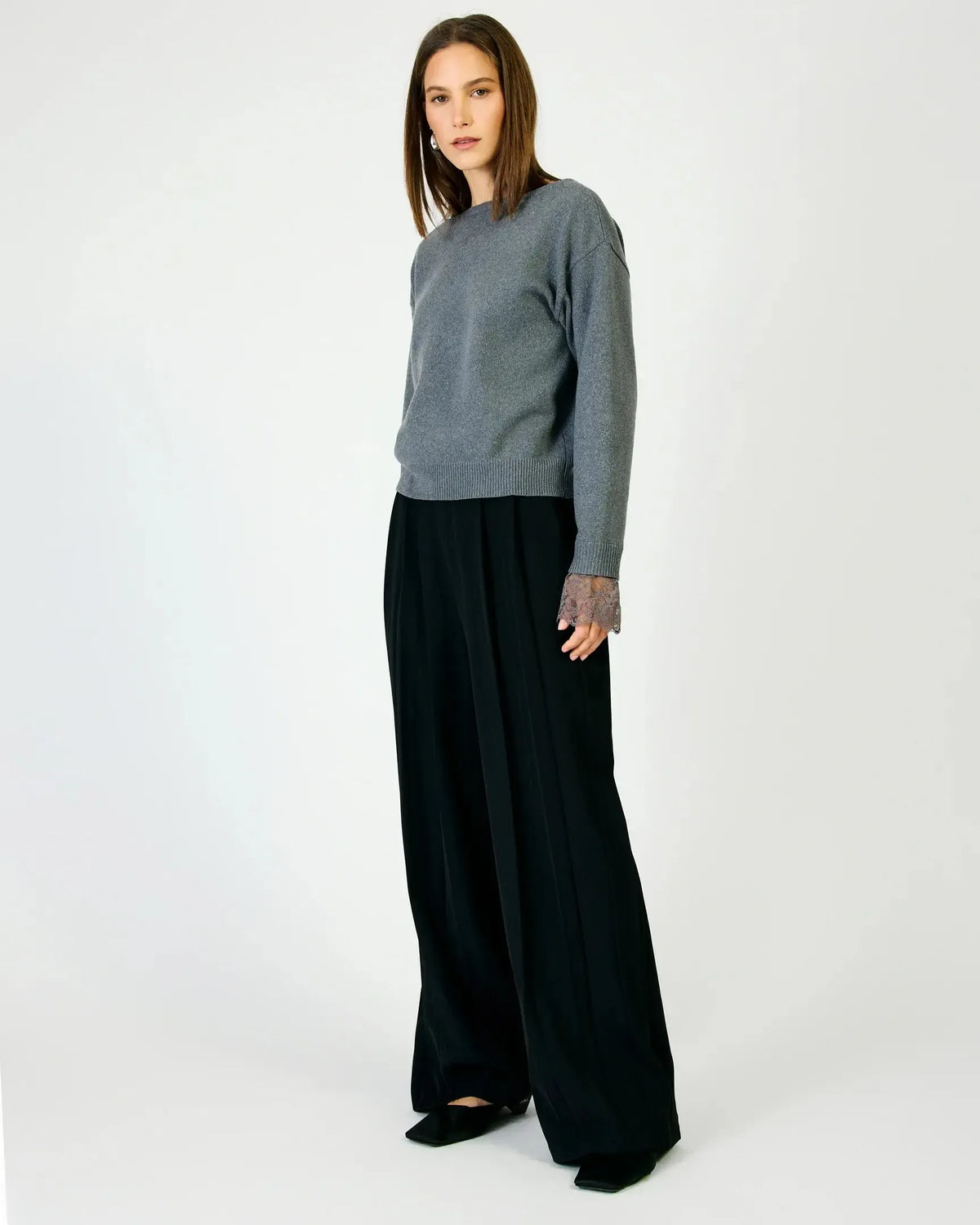 Line + Dot Adelina Sweater - Charcoal Grey-Hand In Pocket