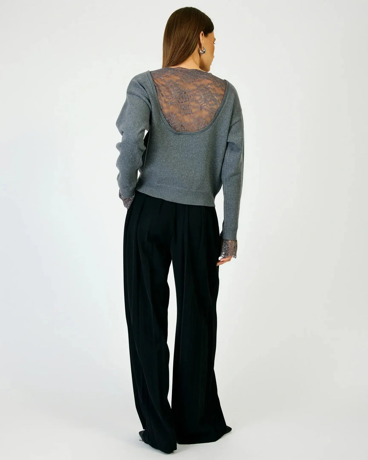 Line + Dot Adelina Sweater - Charcoal Grey-Hand In Pocket