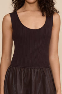 Lucy Paris September Mixed Media Dress - Brown-Hand In Pocket