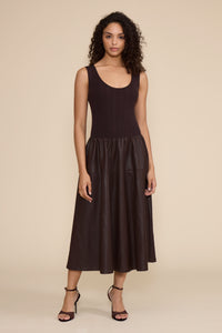Lucy Paris September Mixed Media Dress - Brown-Hand In Pocket