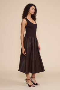 Lucy Paris September Mixed Media Dress - Brown-Hand In Pocket