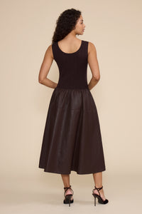 Lucy Paris September Mixed Media Dress - Brown-Hand In Pocket