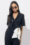 Adelyn Rae Lanis Short Overlay Jacket- Black