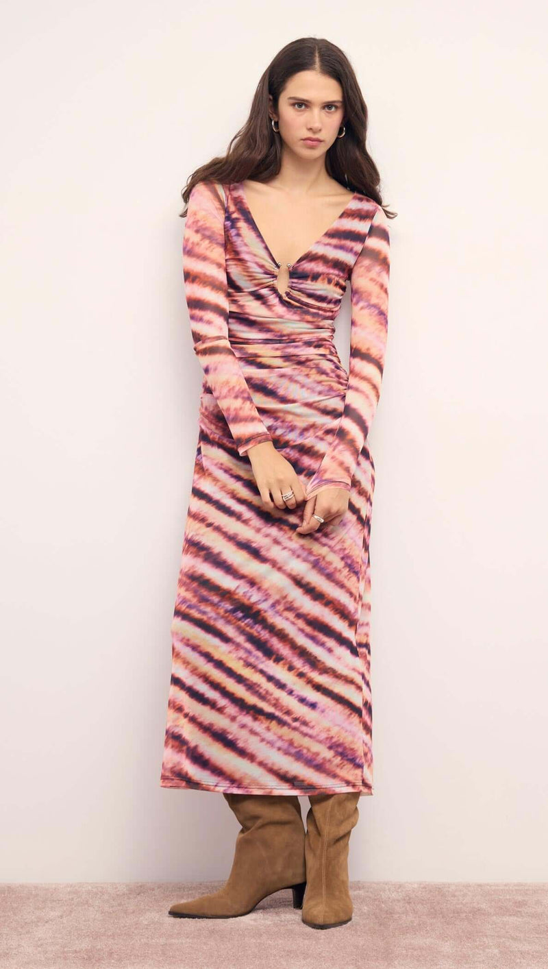 MINKPINK Liv Mesh Midi Dress - Abstract-Hand In Pocket