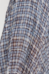 Lucy Paris Talia Pleated Skirt- Blue Plaid-Hand In Pocket