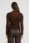 Lucy Paris Martin Knit Top- Espresso-Hand In Pocket