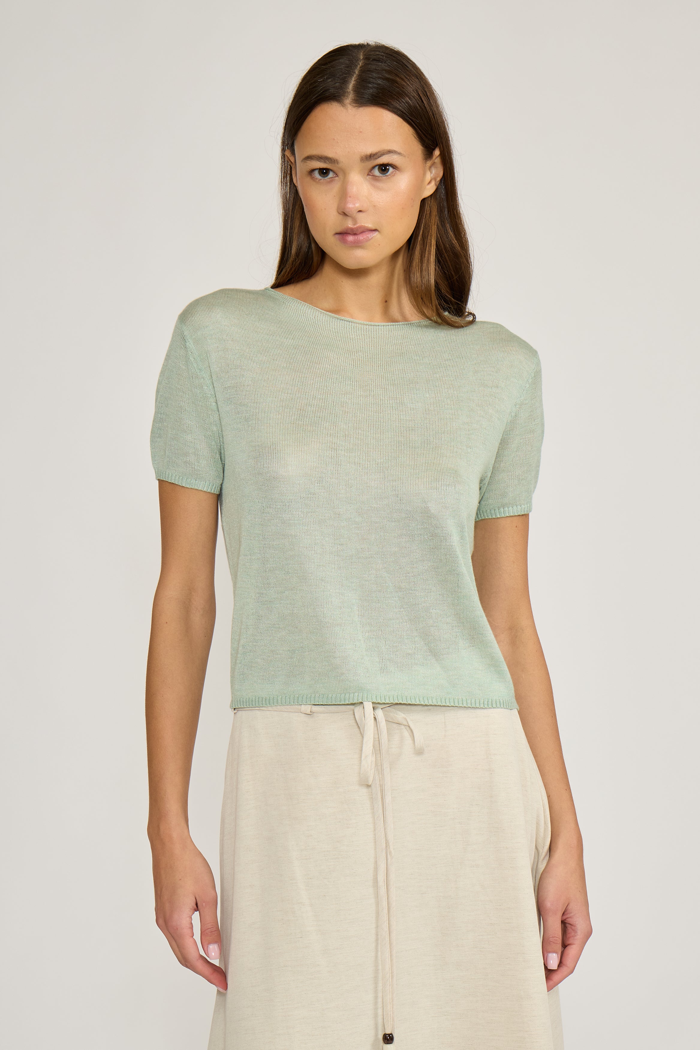 Lucy Paris Macie Neck Top - Sage-Hand In Pocket