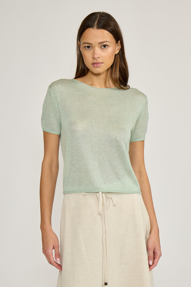 Lucy Paris Macie Neck Top - Sage-Hand In Pocket