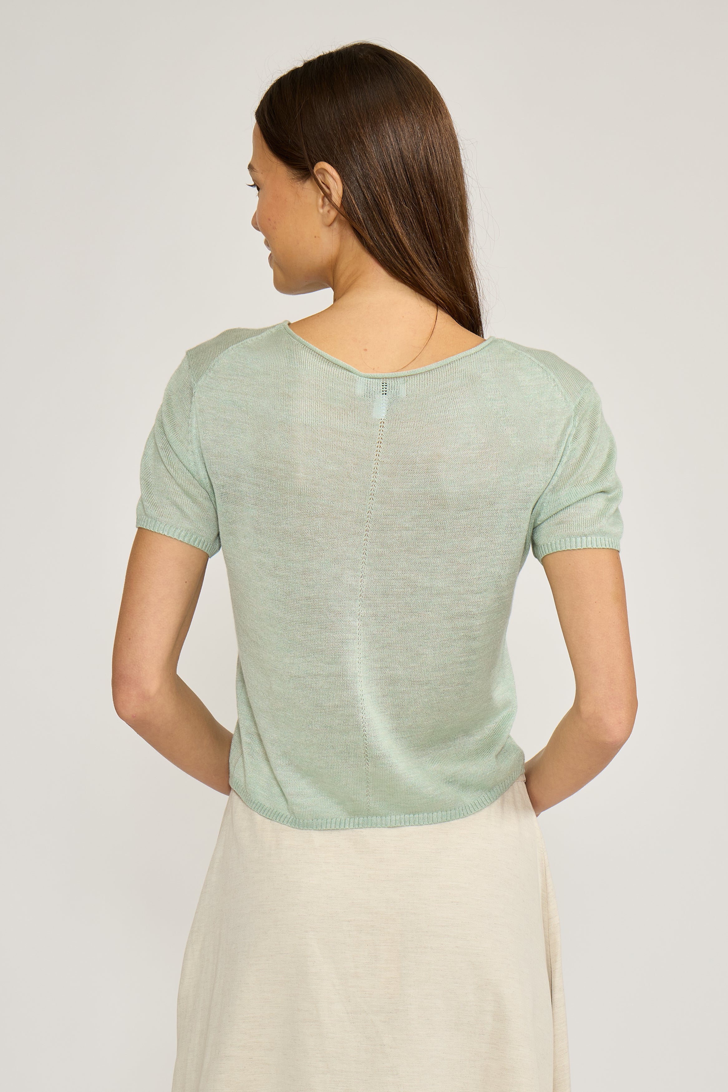 Lucy Paris Macie Neck Top - Sage-Hand In Pocket