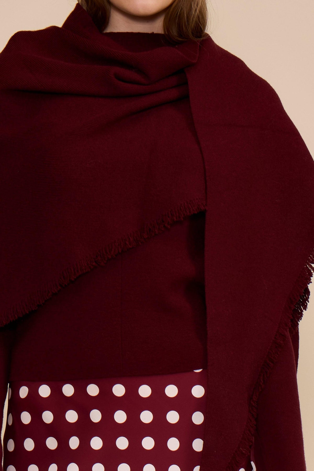 Lucy Paris Murphy Scarf Sweater - Burgundy-Hand In Pocket