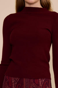 Lucy Paris Murphy Scarf Sweater - Burgundy-Hand In Pocket